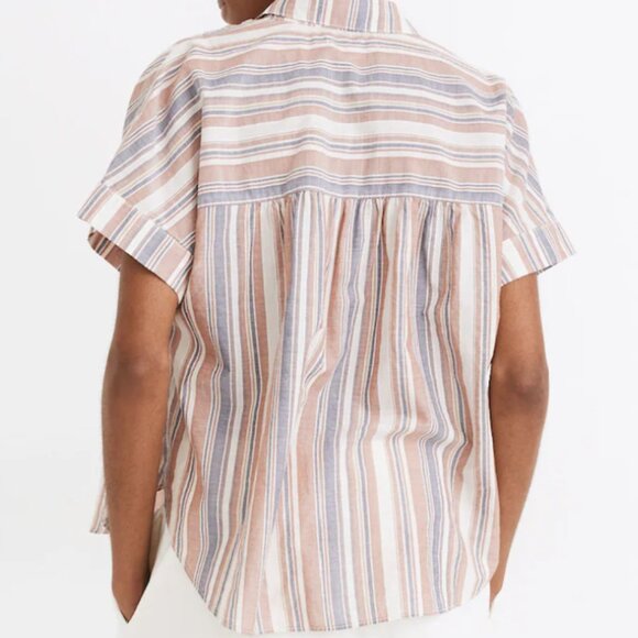 Madewell Linen-Blend Hilltop Shirt in Rainbow Stripe - Picture 4 of 5